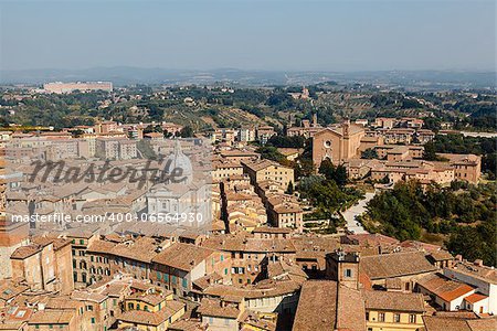 Aerial View on Rooftops and Houses of Siena, Tuscany, Italy