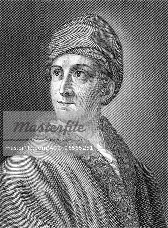 Ewald Christian von Kleist (1715-1759) on engraving from 1859. German poet and officer. Engraved by unknown artist and published in Meyers Konversations-Lexikon, Germany,1859.