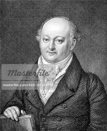 Franz Ludwig von Hornthal (1760-1833) on engraving from 1859. First Mayor and Freeman of Bamberg. Engraved by unknown artist and published in Meyers Konversations-Lexikon, Germany,1859.