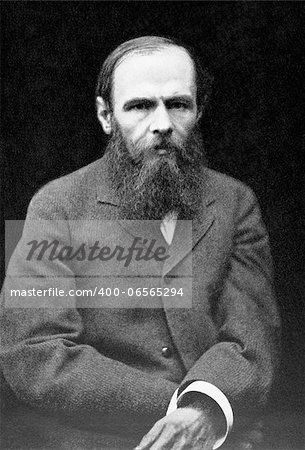Fyodor Dostoyevsky (1821-1881) on antique print from 1899. Russian writer of novels, short stories and essays. After Leben and published in the 19th century in portraits, Germany, 1899.