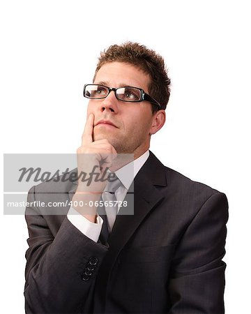 Businessman thinking isolated on white background