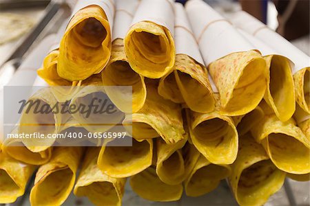 Yellow Crispy roll Southern flat bread in paper