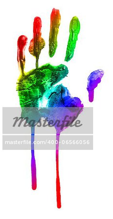 colorful print of a hand and fingers