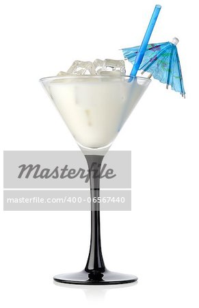 Milk cocktail in a glass isolated on a white background