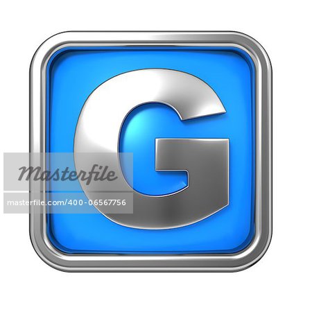 Silver Letter in Frame, on Blue Background - Letter G