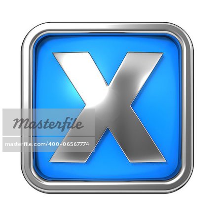 Silver Letter in Frame, on Blue Background - Letter X
