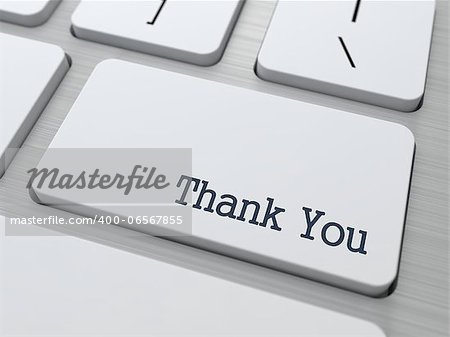 Thank You Button on Modern Computer Keyboard with Word Partners on It.