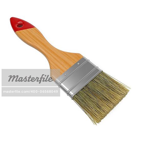 Wooden Paintbrush Isolated on White Background.