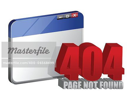 404 error on computer browser illustration design over a white background