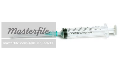 Medical syringe white isolated studio shot