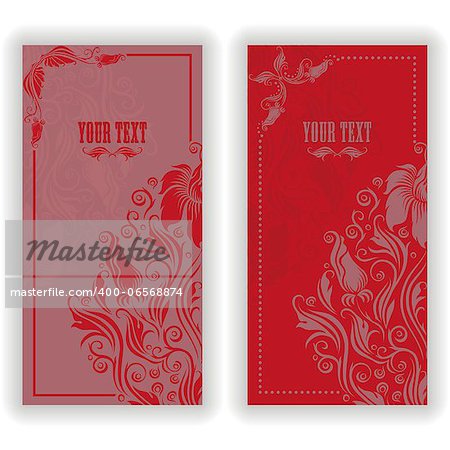 Template design for invitation with damask ornaments. Vector illustration in vintage style.
