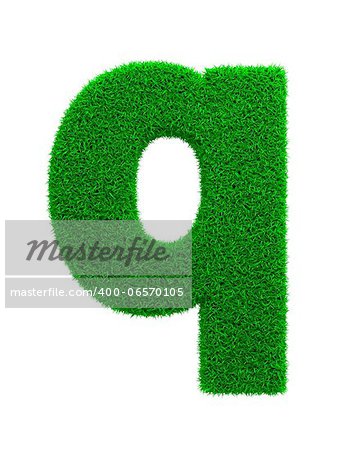 Grass Letter Q Isolated on White Background.