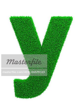 Grass Letter Y Isolated on White Background.