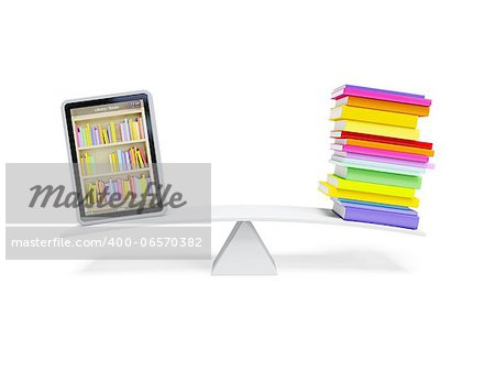 online library on the tablet, 3d render