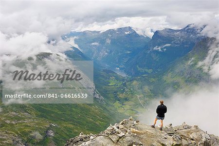 View from Dalsnibba mountain viewpoint, near Geiranger, More og Romsdal, Norway, Scandinavia, Europe