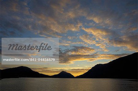 Sunset over Orstafjorden, Orsta, More og Romsdal, Norway, Scandinavia, Europe