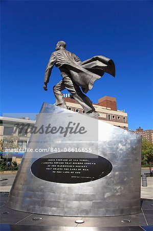 Adam Clayton Powell Jr. statue, 125th Street, Harlem, Manhattan, New York City, United States of America, North America