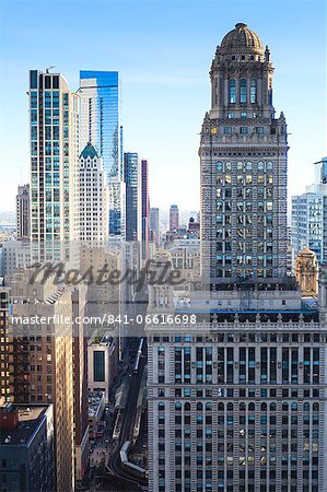 Looking down South Wabash Avenue in the Loop, the Jewelers Building in the foreground, Chicago, Illinois, United States of America, North America