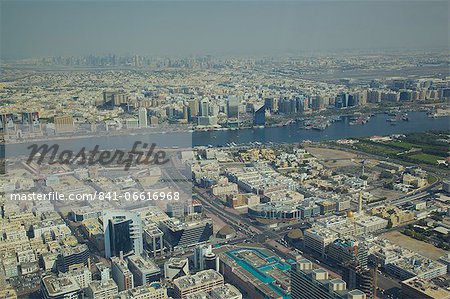 View of The Creek from seaplane, Dubai, United Arab Emirates, Middle East