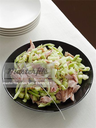 Plate of meat and vegetable salad