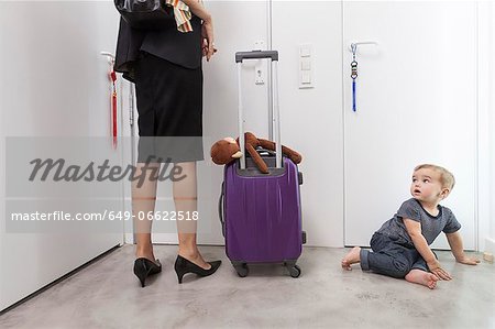 Mother returning from business trip