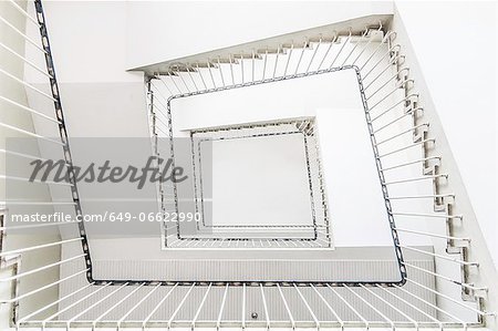 Square staircase viewed from floor