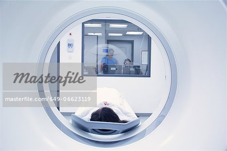 Patient laying in CT scanner