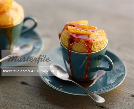 Close up of baked dessert in cup