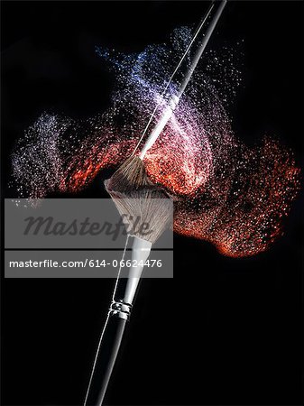 Make up brushes spilling powder