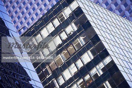 Reflective windows of urban skyscrapers