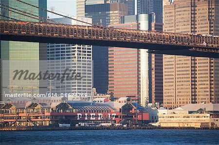 New York City skyscrapers and bridge