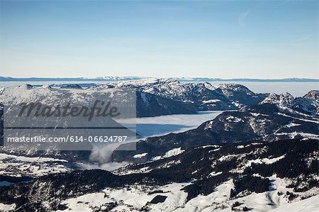 Aerial view of snowy mountains