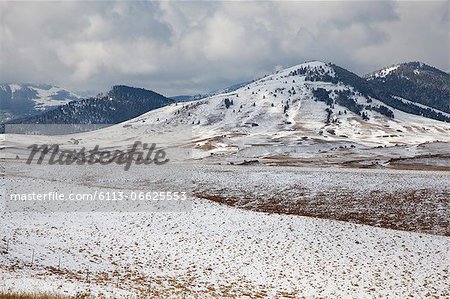 Mountains in snowy landscape