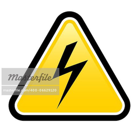 Triangle sign with high voltage symbol isolated on white