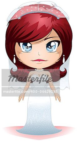 A vector illustration of a bride dressed for her wedding day.