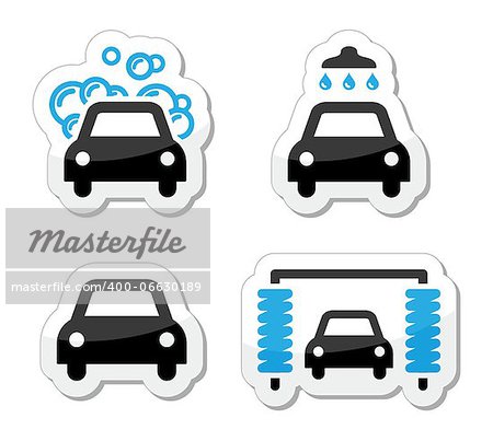 Modern black and blue labels - washing cars