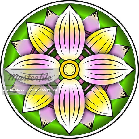 Lotus colorful ornament. Vector illustration of symbol