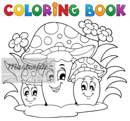Coloring book mushroom theme 2 - vector illustration.