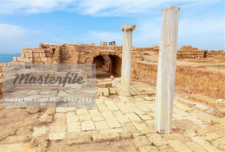 Ruins of ancient Roman city of Caesarea in Israel