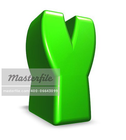 green letter y on white background - 3d illustration