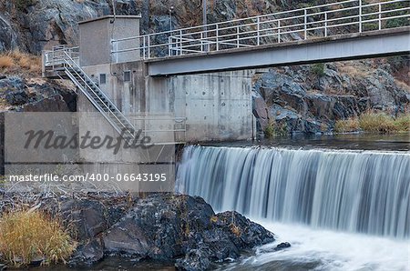 diversion dam on Big Thompson RIver in Rocky Mountains near Loveland, Colorado