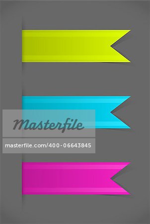 Vector set of colorful bookmarks over grey background