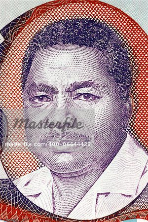 Ali Hassan Mwinyi (born 1925) on 20 Shilingi 1987 Banknote from Tanzania. President of Tanzania during 1985-1995.
