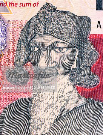 Bai Bureh (1940-1908) on 1000 Leones 2010 Banknote from Sierra Leone. Sierra Leonean ruler and military strategist who led the Temne and Loko uprising against British rule in 1898.