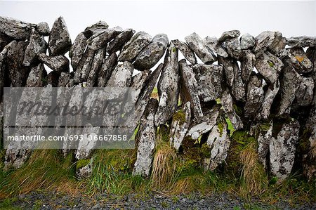 Close-up view of stone wall, Ireland