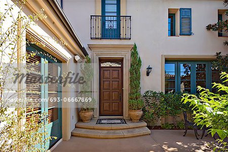 Entrance to a beautiful Mediterranean home exterior