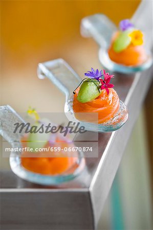 Salmon and Wasabi in Appetizer Spoon