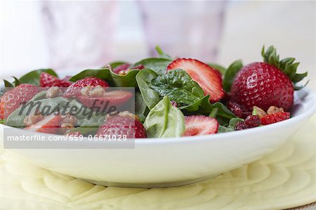 Spinach and Strawberry Salad with Walnuts and Cranberries