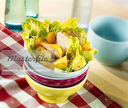 Chicken salad with pineapple and clementines