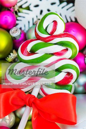Christmas lollipop on baubles